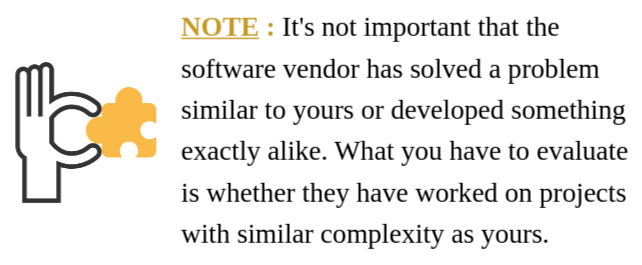 evaluating the complexity of the projects delivered by vendors