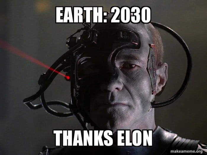 A human with wearable on his head thanking Elon Musk for Neuralink