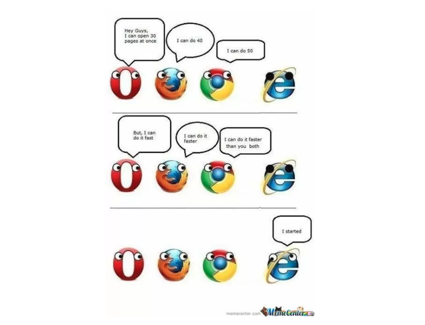 meme on internet explorer being slowest among all the browsers